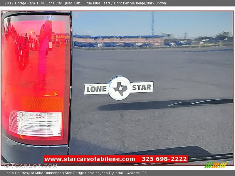 True Blue Pearl / Light Pebble Beige/Bark Brown 2012 Dodge Ram 1500 Lone Star Quad Cab