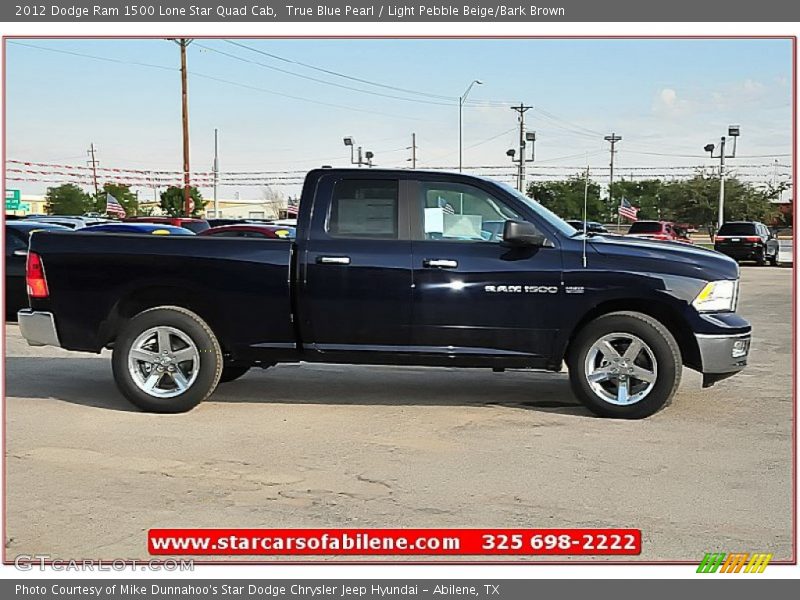 True Blue Pearl / Light Pebble Beige/Bark Brown 2012 Dodge Ram 1500 Lone Star Quad Cab