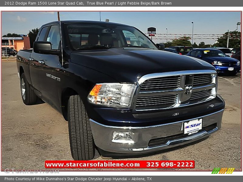 True Blue Pearl / Light Pebble Beige/Bark Brown 2012 Dodge Ram 1500 Lone Star Quad Cab