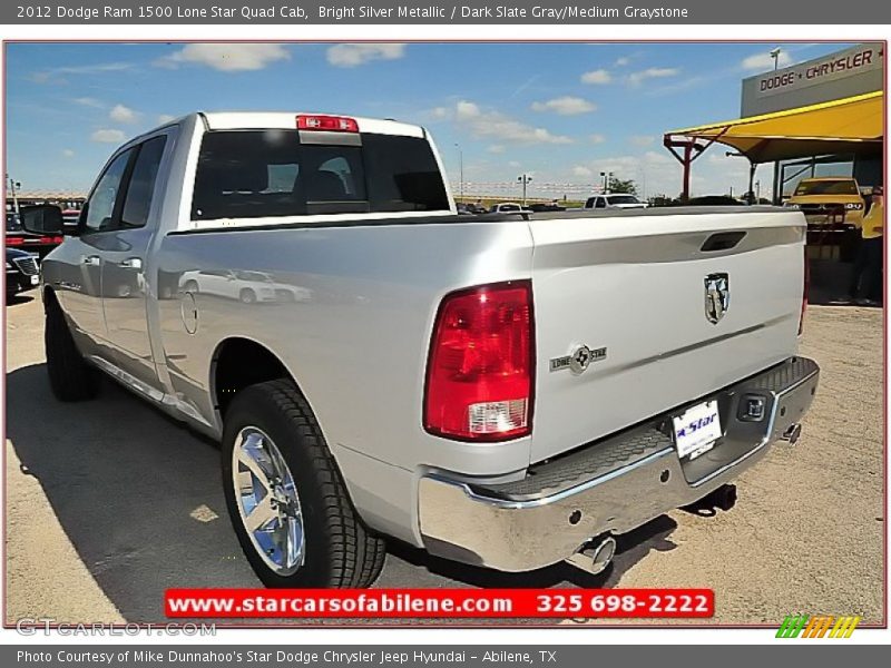 Bright Silver Metallic / Dark Slate Gray/Medium Graystone 2012 Dodge Ram 1500 Lone Star Quad Cab