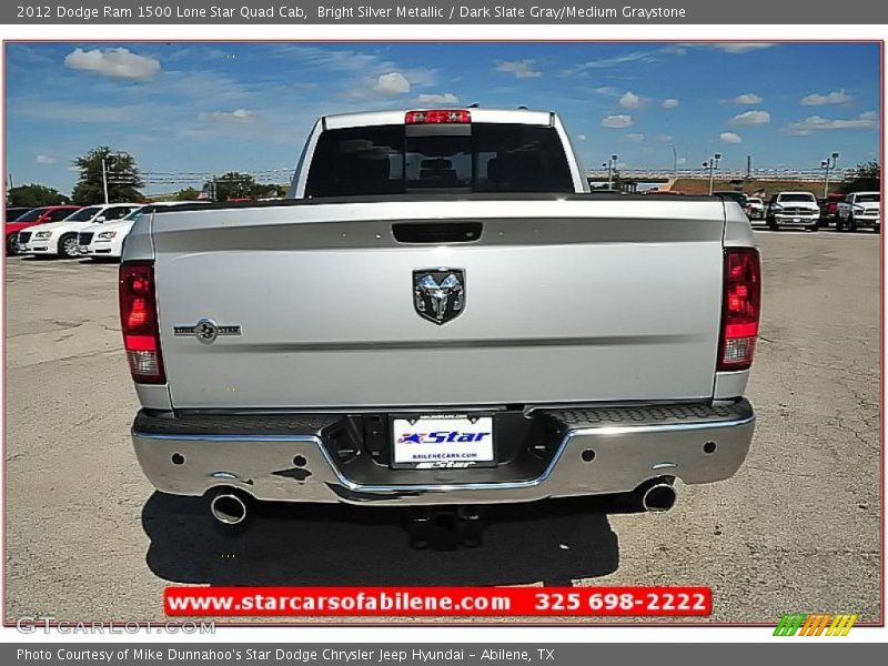 Bright Silver Metallic / Dark Slate Gray/Medium Graystone 2012 Dodge Ram 1500 Lone Star Quad Cab