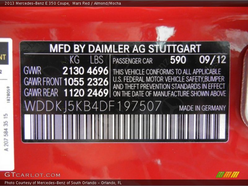 Mars Red / Almond/Mocha 2013 Mercedes-Benz E 350 Coupe