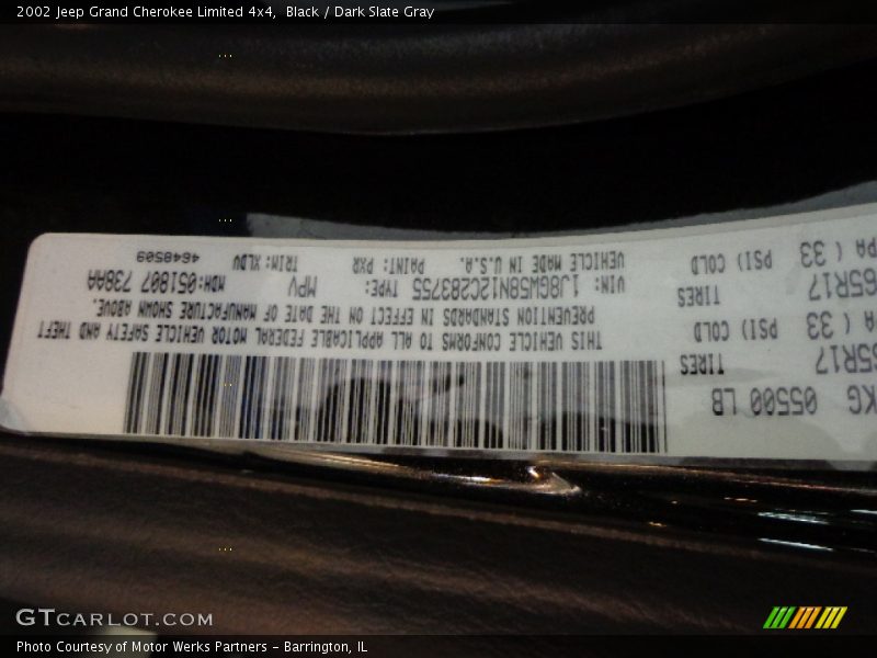 Black / Dark Slate Gray 2002 Jeep Grand Cherokee Limited 4x4