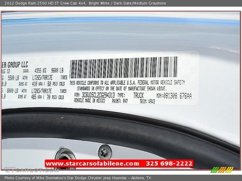 Bright White / Dark Slate/Medium Graystone 2012 Dodge Ram 2500 HD ST Crew Cab 4x4