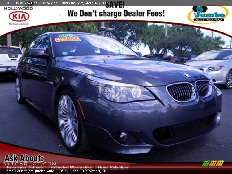 Platinum Grey Metallic / Black 2010 BMW 5 Series 550i Sedan