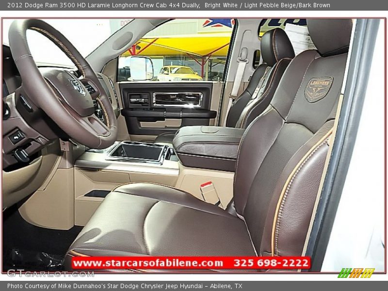 Bright White / Light Pebble Beige/Bark Brown 2012 Dodge Ram 3500 HD Laramie Longhorn Crew Cab 4x4 Dually