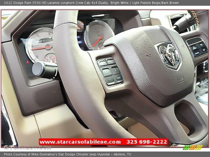 Bright White / Light Pebble Beige/Bark Brown 2012 Dodge Ram 3500 HD Laramie Longhorn Crew Cab 4x4 Dually