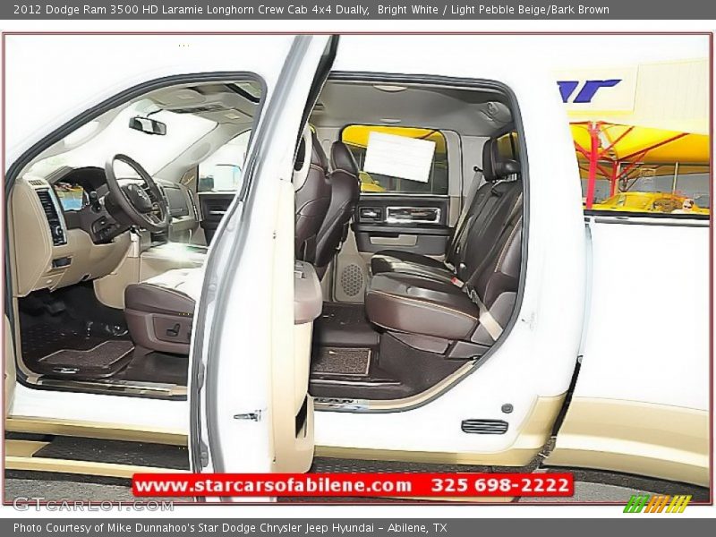 Bright White / Light Pebble Beige/Bark Brown 2012 Dodge Ram 3500 HD Laramie Longhorn Crew Cab 4x4 Dually