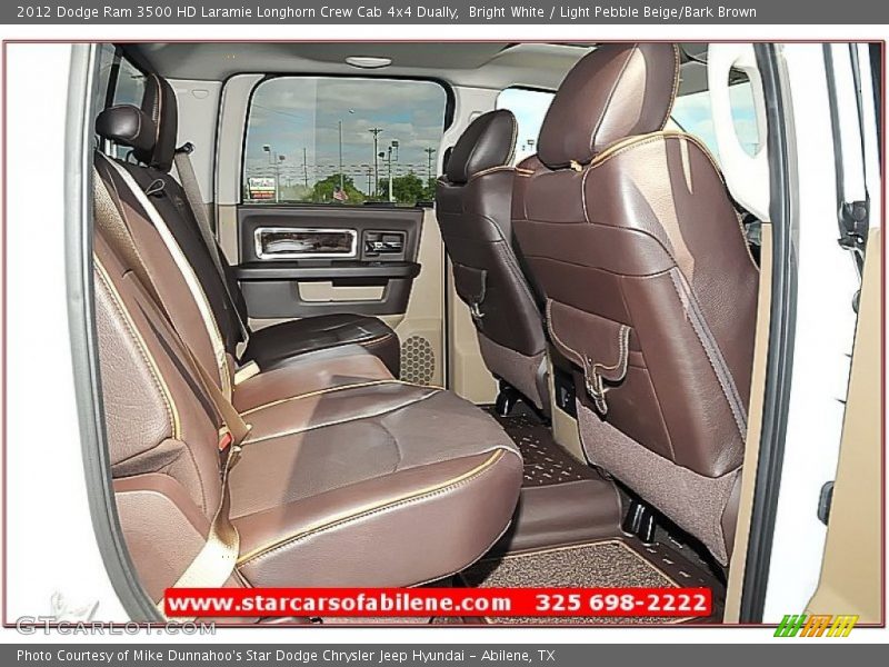 Bright White / Light Pebble Beige/Bark Brown 2012 Dodge Ram 3500 HD Laramie Longhorn Crew Cab 4x4 Dually