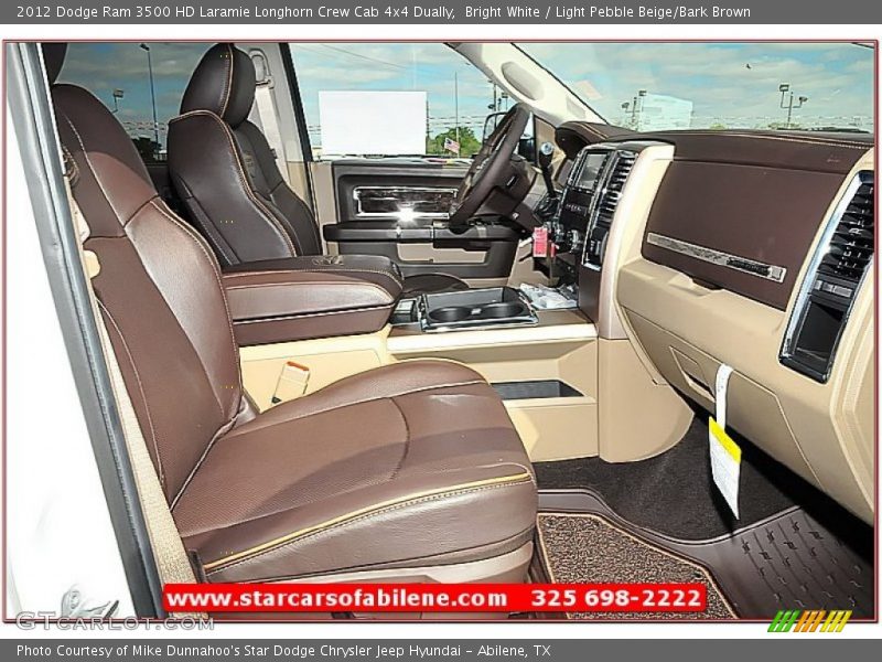 Bright White / Light Pebble Beige/Bark Brown 2012 Dodge Ram 3500 HD Laramie Longhorn Crew Cab 4x4 Dually