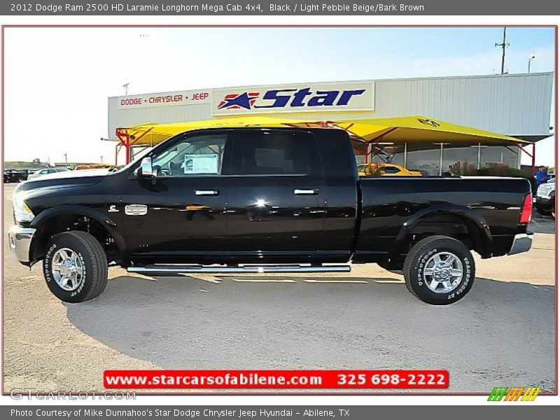 Black / Light Pebble Beige/Bark Brown 2012 Dodge Ram 2500 HD Laramie Longhorn Mega Cab 4x4
