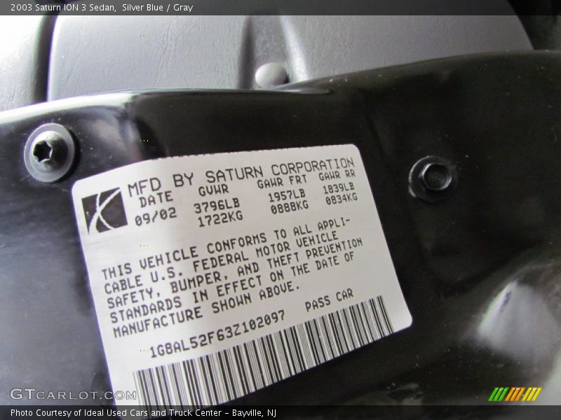 Silver Blue / Gray 2003 Saturn ION 3 Sedan