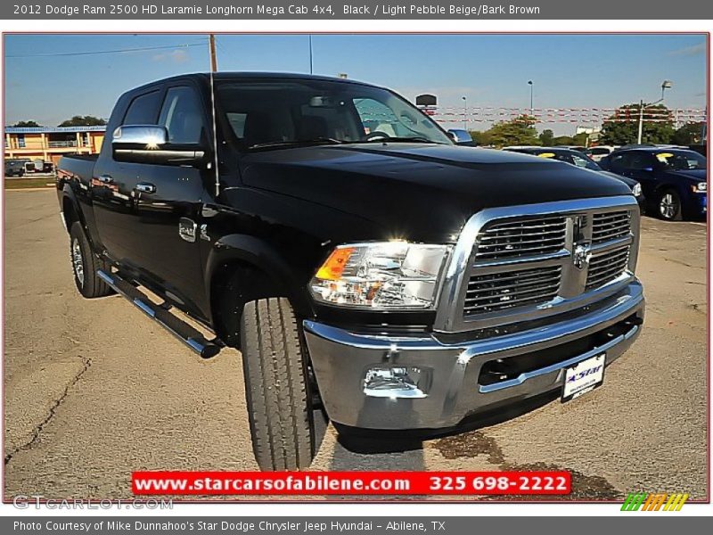 Black / Light Pebble Beige/Bark Brown 2012 Dodge Ram 2500 HD Laramie Longhorn Mega Cab 4x4