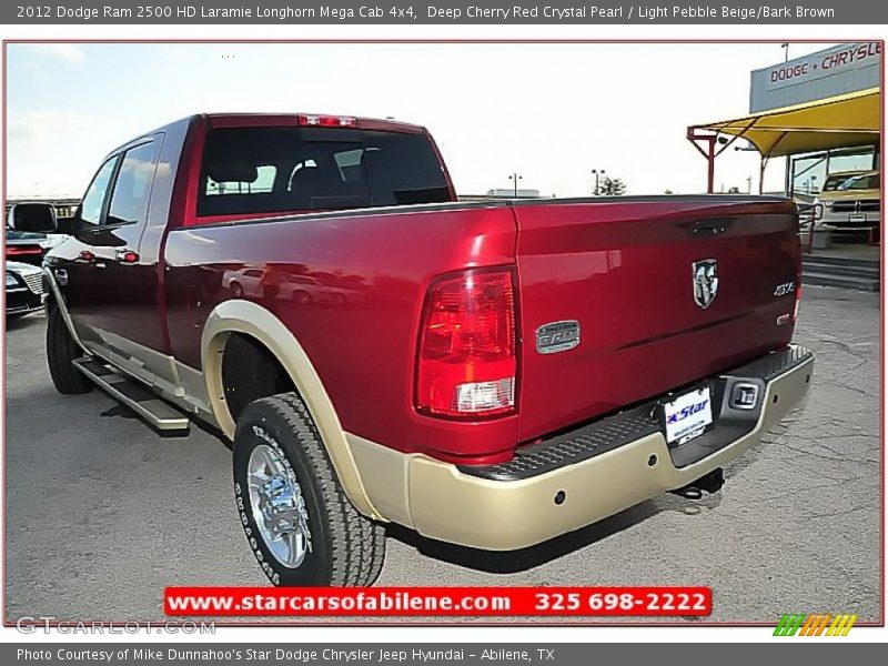 Deep Cherry Red Crystal Pearl / Light Pebble Beige/Bark Brown 2012 Dodge Ram 2500 HD Laramie Longhorn Mega Cab 4x4