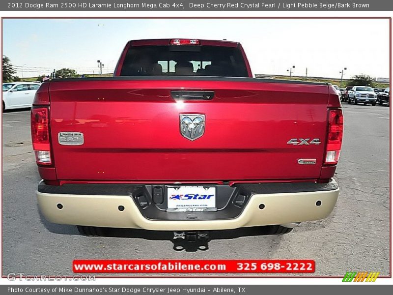Deep Cherry Red Crystal Pearl / Light Pebble Beige/Bark Brown 2012 Dodge Ram 2500 HD Laramie Longhorn Mega Cab 4x4
