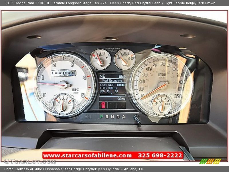 Deep Cherry Red Crystal Pearl / Light Pebble Beige/Bark Brown 2012 Dodge Ram 2500 HD Laramie Longhorn Mega Cab 4x4