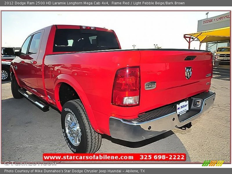 Flame Red / Light Pebble Beige/Bark Brown 2012 Dodge Ram 2500 HD Laramie Longhorn Mega Cab 4x4