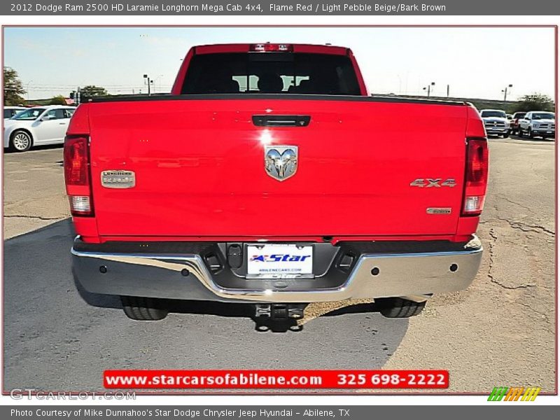 Flame Red / Light Pebble Beige/Bark Brown 2012 Dodge Ram 2500 HD Laramie Longhorn Mega Cab 4x4
