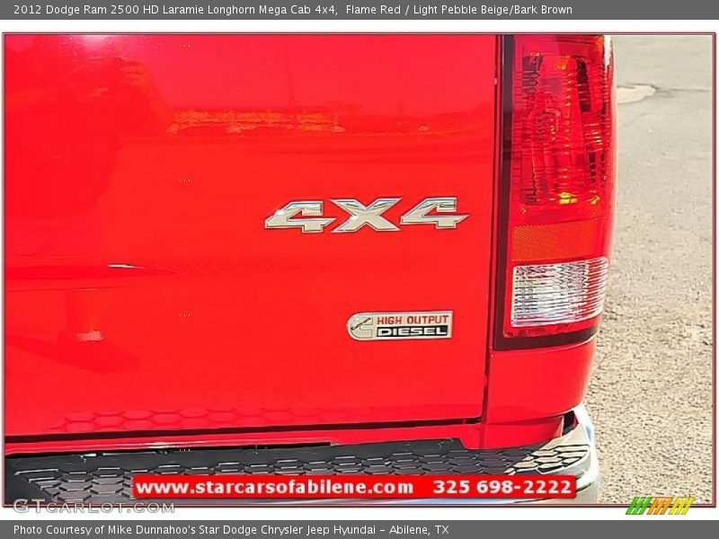 Flame Red / Light Pebble Beige/Bark Brown 2012 Dodge Ram 2500 HD Laramie Longhorn Mega Cab 4x4