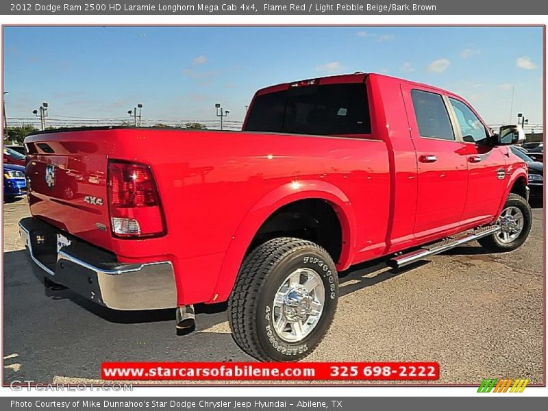 Flame Red / Light Pebble Beige/Bark Brown 2012 Dodge Ram 2500 HD Laramie Longhorn Mega Cab 4x4