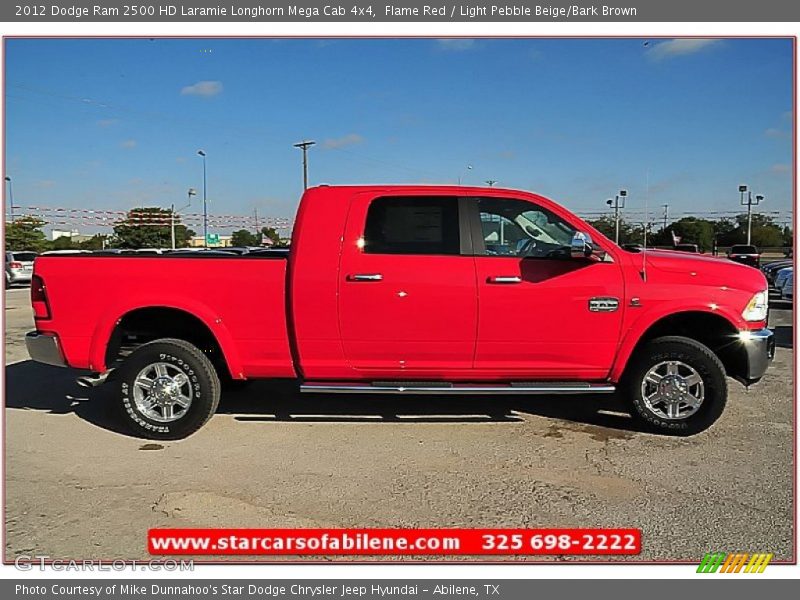 Flame Red / Light Pebble Beige/Bark Brown 2012 Dodge Ram 2500 HD Laramie Longhorn Mega Cab 4x4