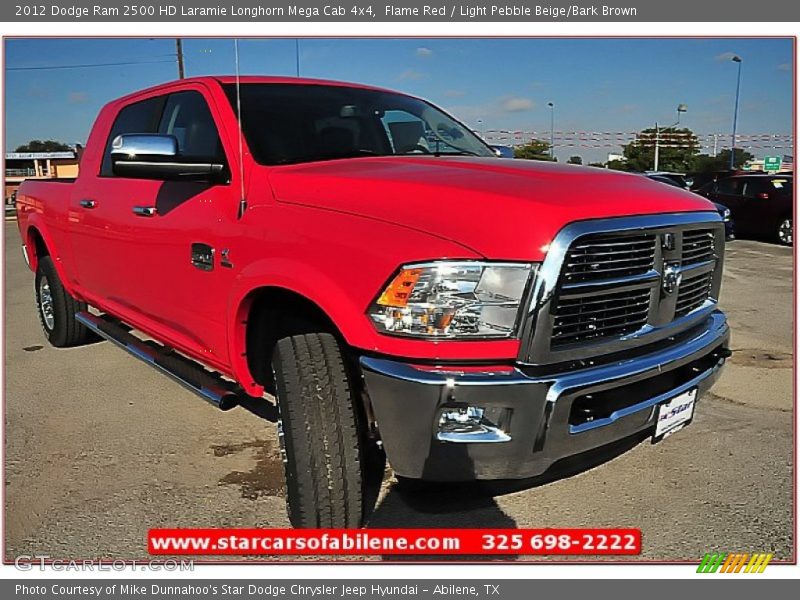 Flame Red / Light Pebble Beige/Bark Brown 2012 Dodge Ram 2500 HD Laramie Longhorn Mega Cab 4x4