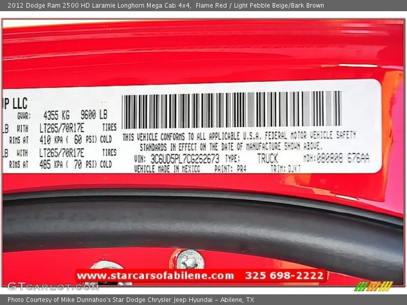 Flame Red / Light Pebble Beige/Bark Brown 2012 Dodge Ram 2500 HD Laramie Longhorn Mega Cab 4x4