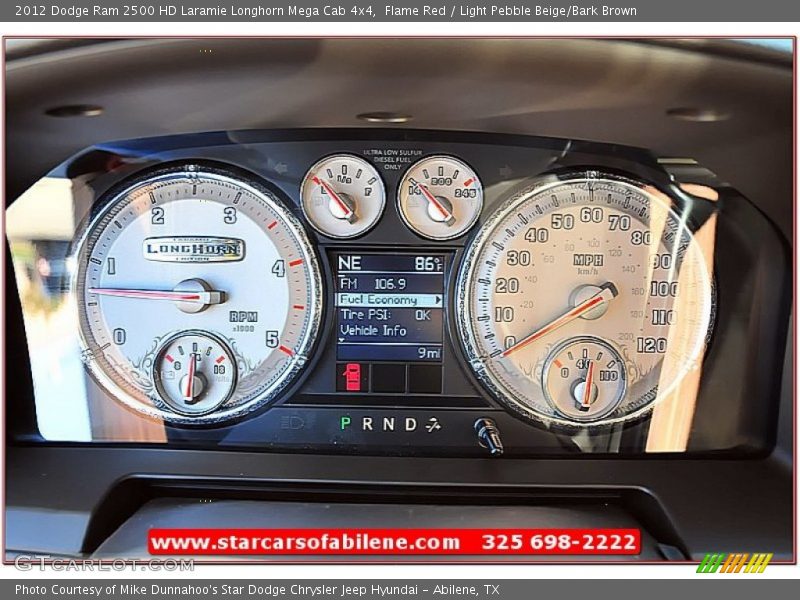 Flame Red / Light Pebble Beige/Bark Brown 2012 Dodge Ram 2500 HD Laramie Longhorn Mega Cab 4x4