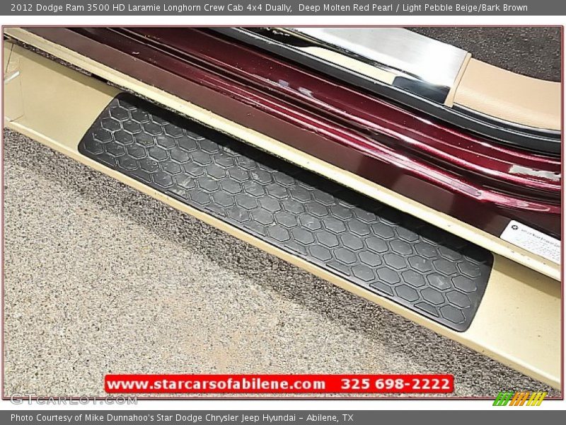 Deep Molten Red Pearl / Light Pebble Beige/Bark Brown 2012 Dodge Ram 3500 HD Laramie Longhorn Crew Cab 4x4 Dually
