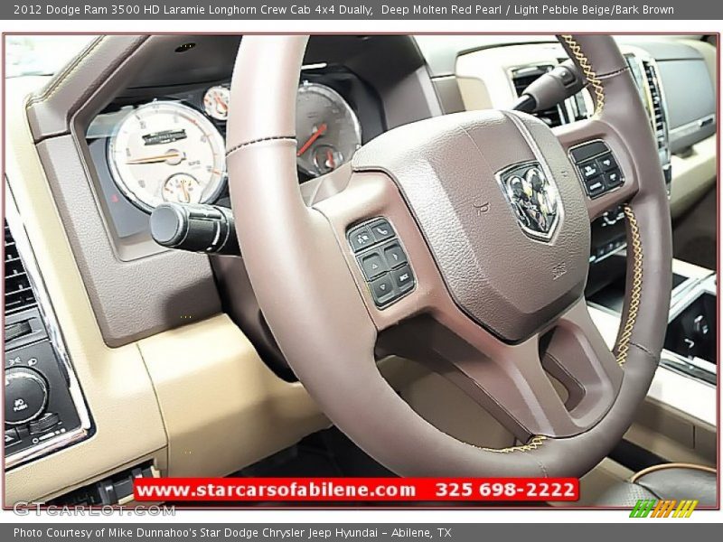 Deep Molten Red Pearl / Light Pebble Beige/Bark Brown 2012 Dodge Ram 3500 HD Laramie Longhorn Crew Cab 4x4 Dually