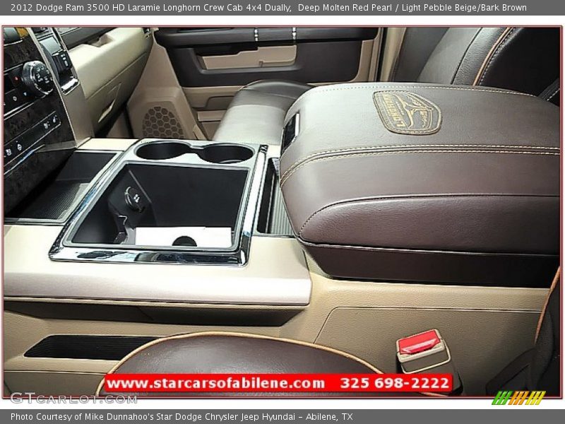 Deep Molten Red Pearl / Light Pebble Beige/Bark Brown 2012 Dodge Ram 3500 HD Laramie Longhorn Crew Cab 4x4 Dually