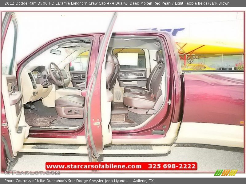 Deep Molten Red Pearl / Light Pebble Beige/Bark Brown 2012 Dodge Ram 3500 HD Laramie Longhorn Crew Cab 4x4 Dually