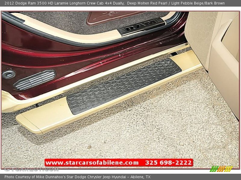 Deep Molten Red Pearl / Light Pebble Beige/Bark Brown 2012 Dodge Ram 3500 HD Laramie Longhorn Crew Cab 4x4 Dually