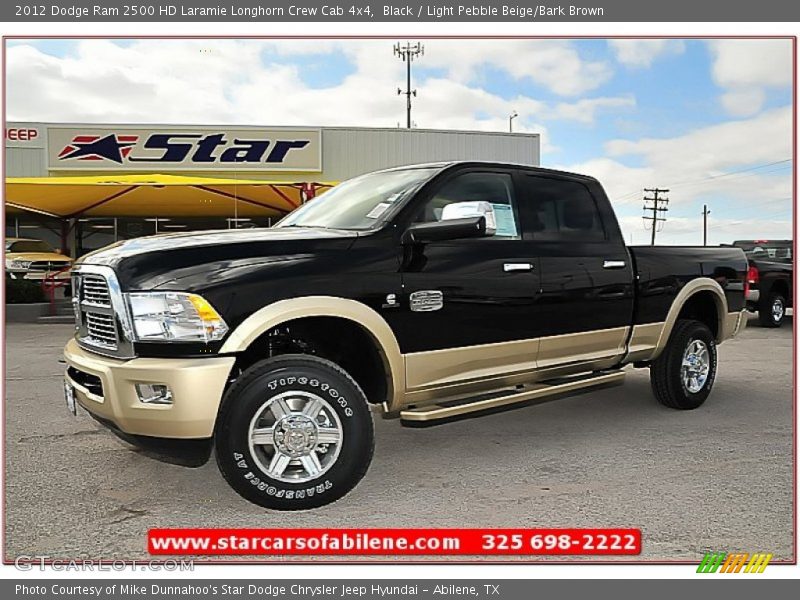 Black / Light Pebble Beige/Bark Brown 2012 Dodge Ram 2500 HD Laramie Longhorn Crew Cab 4x4