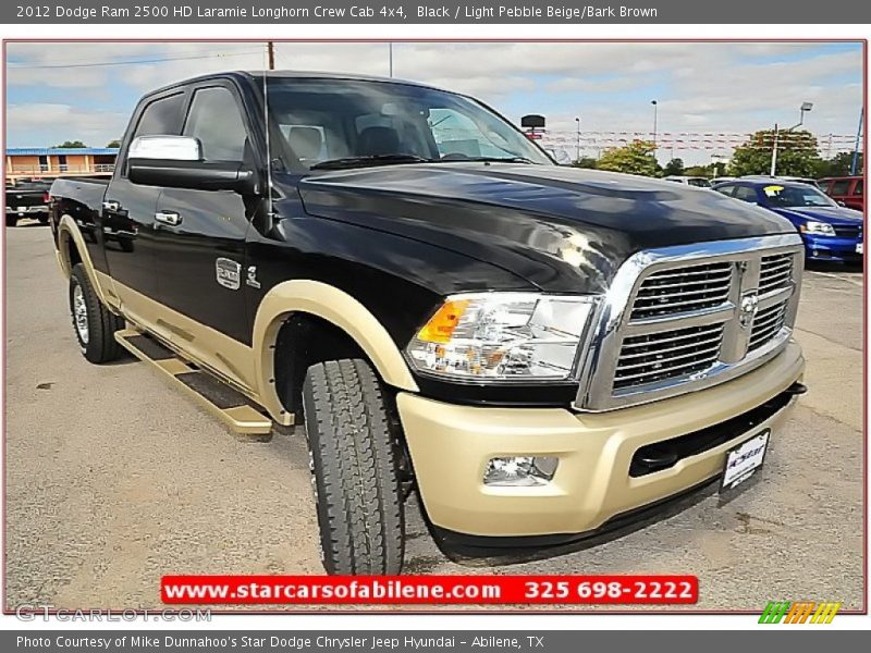 Black / Light Pebble Beige/Bark Brown 2012 Dodge Ram 2500 HD Laramie Longhorn Crew Cab 4x4
