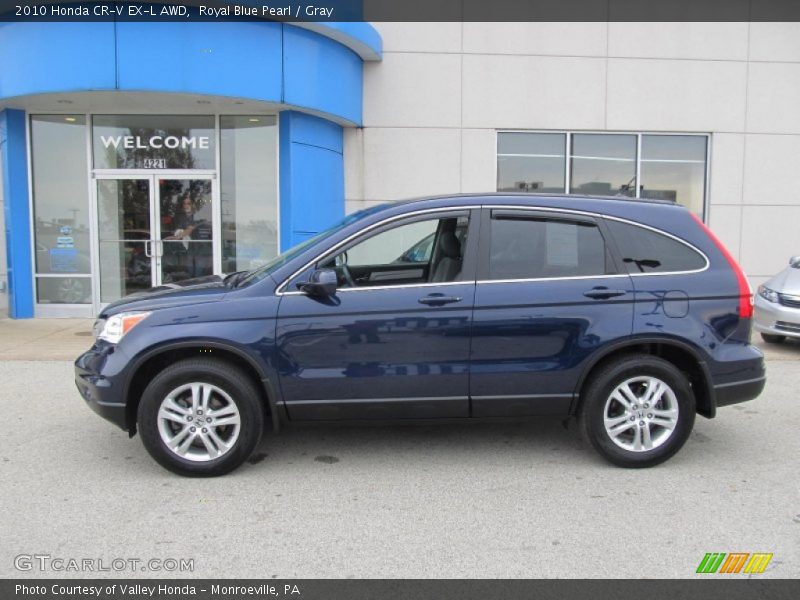 Royal Blue Pearl / Gray 2010 Honda CR-V EX-L AWD