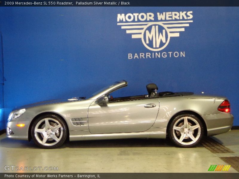 Palladium Silver Metallic / Black 2009 Mercedes-Benz SL 550 Roadster