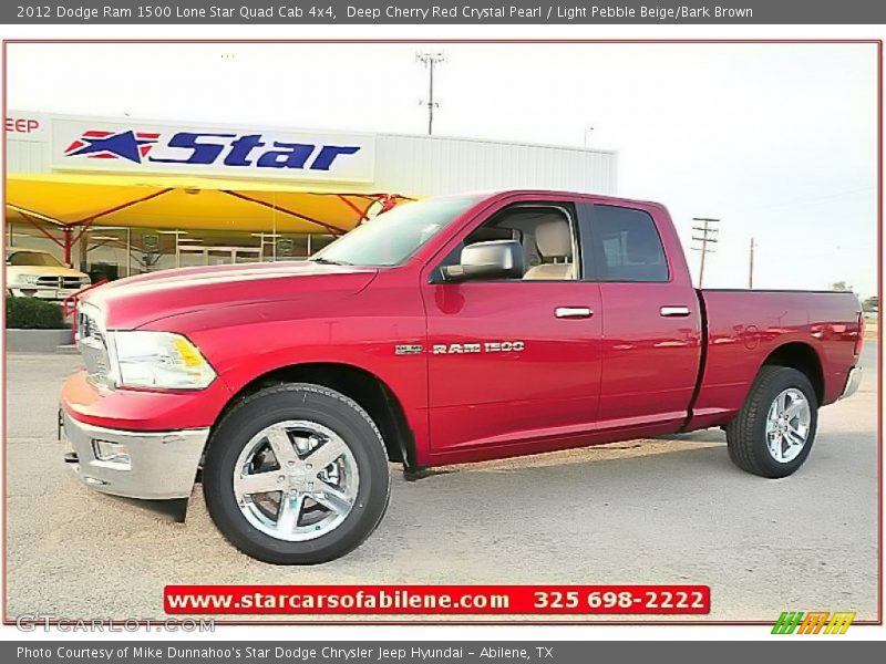 Deep Cherry Red Crystal Pearl / Light Pebble Beige/Bark Brown 2012 Dodge Ram 1500 Lone Star Quad Cab 4x4