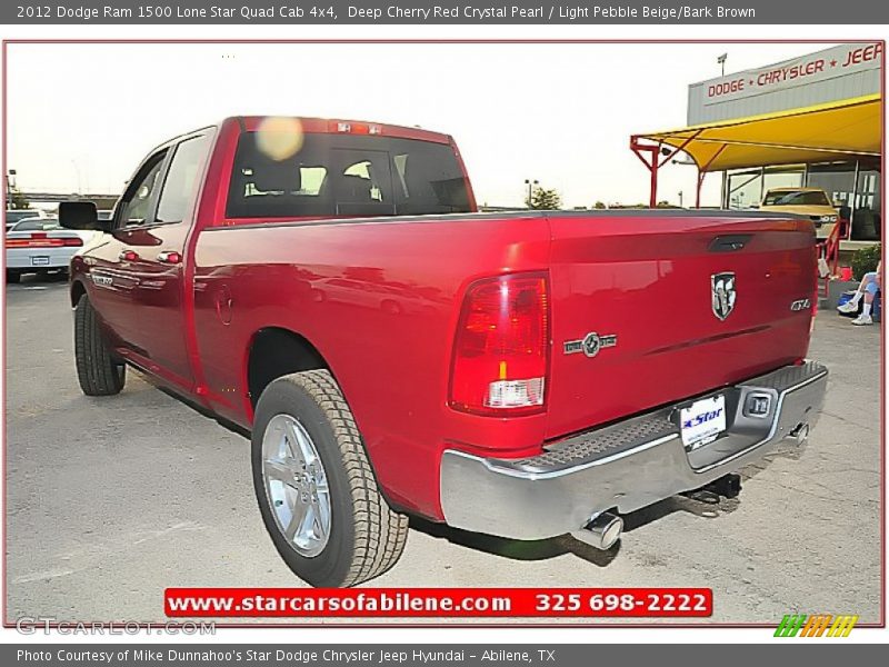 Deep Cherry Red Crystal Pearl / Light Pebble Beige/Bark Brown 2012 Dodge Ram 1500 Lone Star Quad Cab 4x4