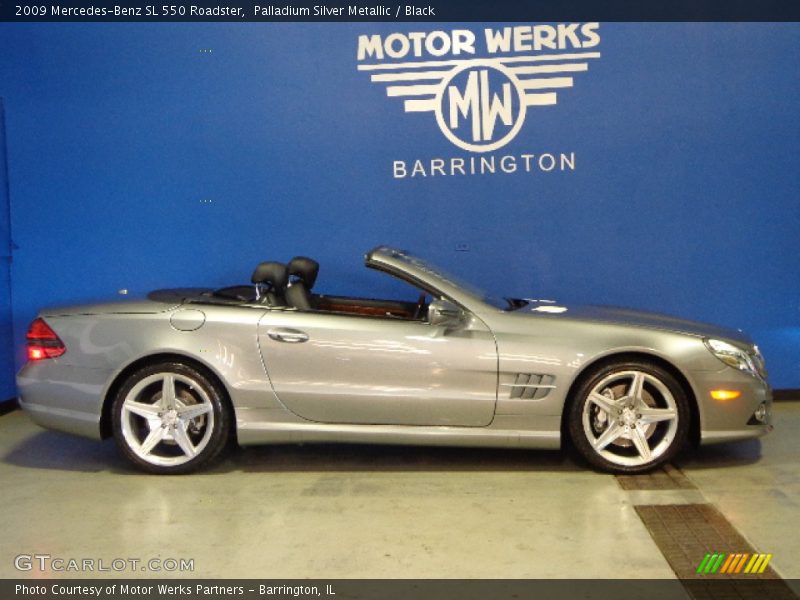 Palladium Silver Metallic / Black 2009 Mercedes-Benz SL 550 Roadster