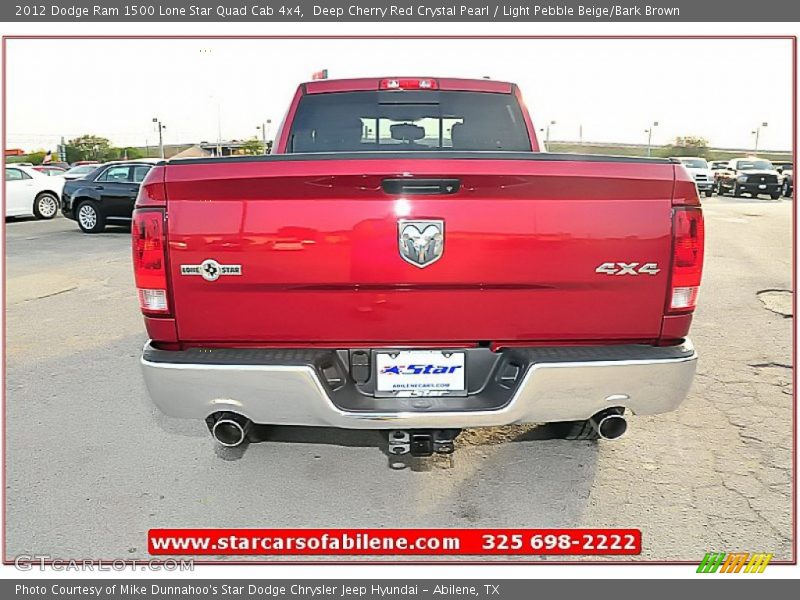 Deep Cherry Red Crystal Pearl / Light Pebble Beige/Bark Brown 2012 Dodge Ram 1500 Lone Star Quad Cab 4x4