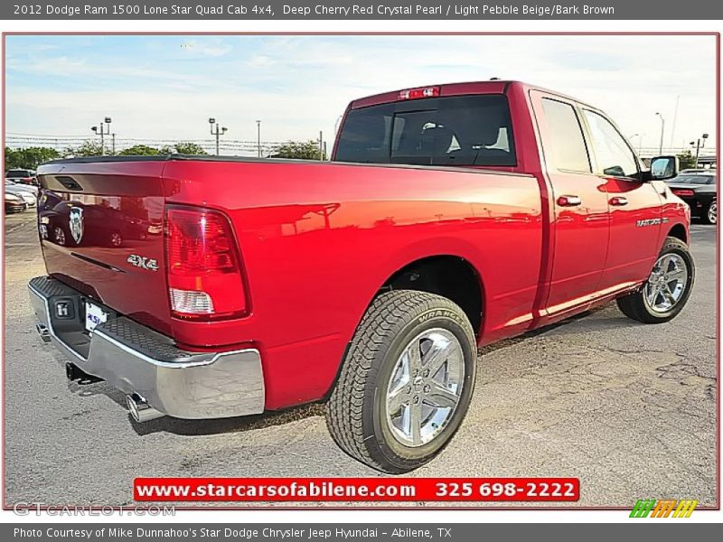 Deep Cherry Red Crystal Pearl / Light Pebble Beige/Bark Brown 2012 Dodge Ram 1500 Lone Star Quad Cab 4x4