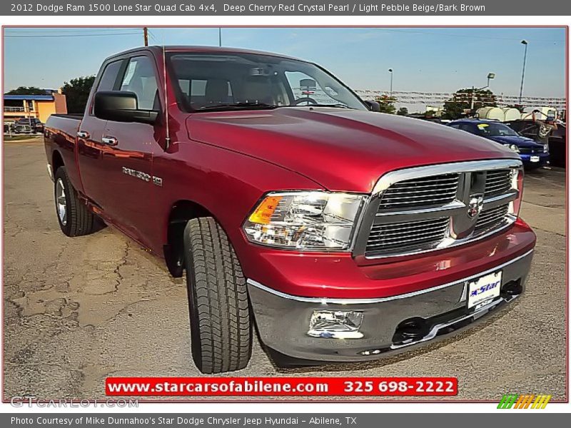 Deep Cherry Red Crystal Pearl / Light Pebble Beige/Bark Brown 2012 Dodge Ram 1500 Lone Star Quad Cab 4x4