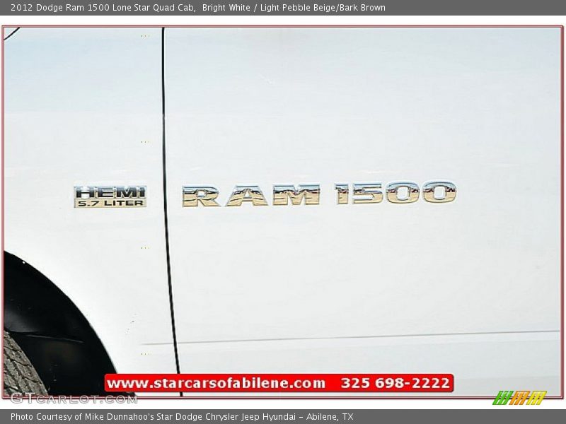 Bright White / Light Pebble Beige/Bark Brown 2012 Dodge Ram 1500 Lone Star Quad Cab