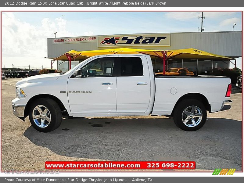 Bright White / Light Pebble Beige/Bark Brown 2012 Dodge Ram 1500 Lone Star Quad Cab