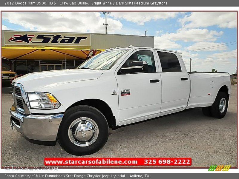 Bright White / Dark Slate/Medium Graystone 2012 Dodge Ram 3500 HD ST Crew Cab Dually
