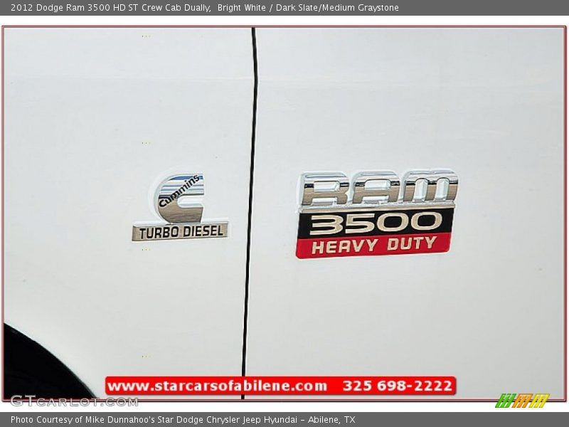Bright White / Dark Slate/Medium Graystone 2012 Dodge Ram 3500 HD ST Crew Cab Dually