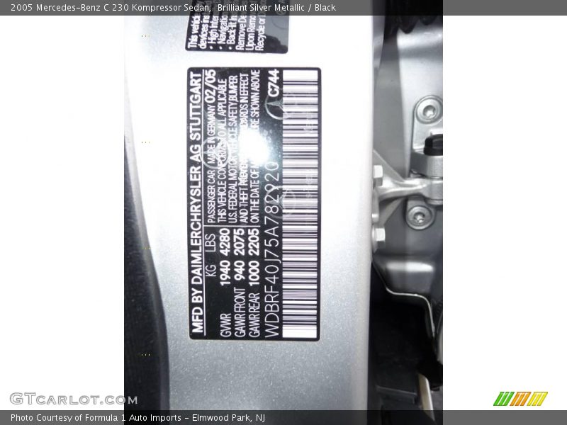 Brilliant Silver Metallic / Black 2005 Mercedes-Benz C 230 Kompressor Sedan