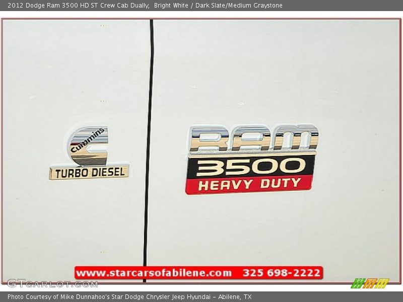 Bright White / Dark Slate/Medium Graystone 2012 Dodge Ram 3500 HD ST Crew Cab Dually