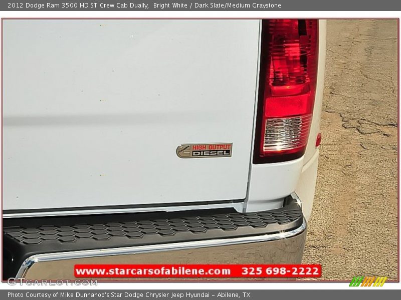 Bright White / Dark Slate/Medium Graystone 2012 Dodge Ram 3500 HD ST Crew Cab Dually
